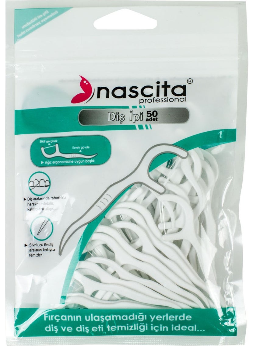 Nascita Mint Flavored Toothpick Floss 50pcs 