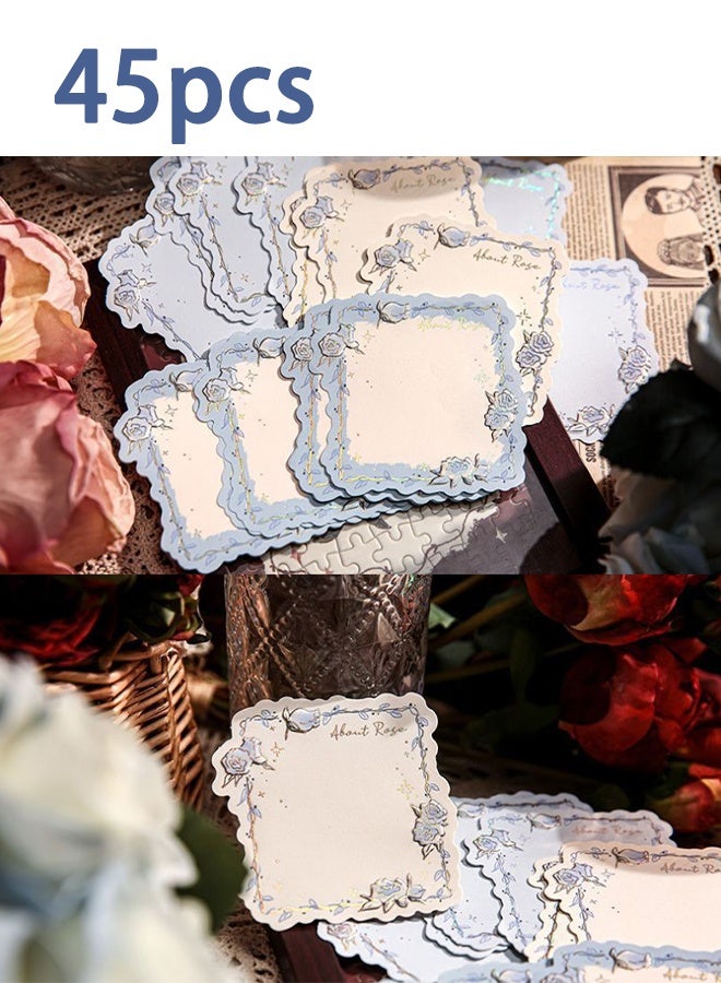 Rose Island 3D Embossed Gold Foil Sticky Notes, Vintage Background Paper for Journals, 1 Pack of Romantic Notepads, Suitable as Gifts for Students and Colleagues, Cute Self-Adhesive Notes, Office and School Supplies, Unisex (45 Sheets) - Image 1