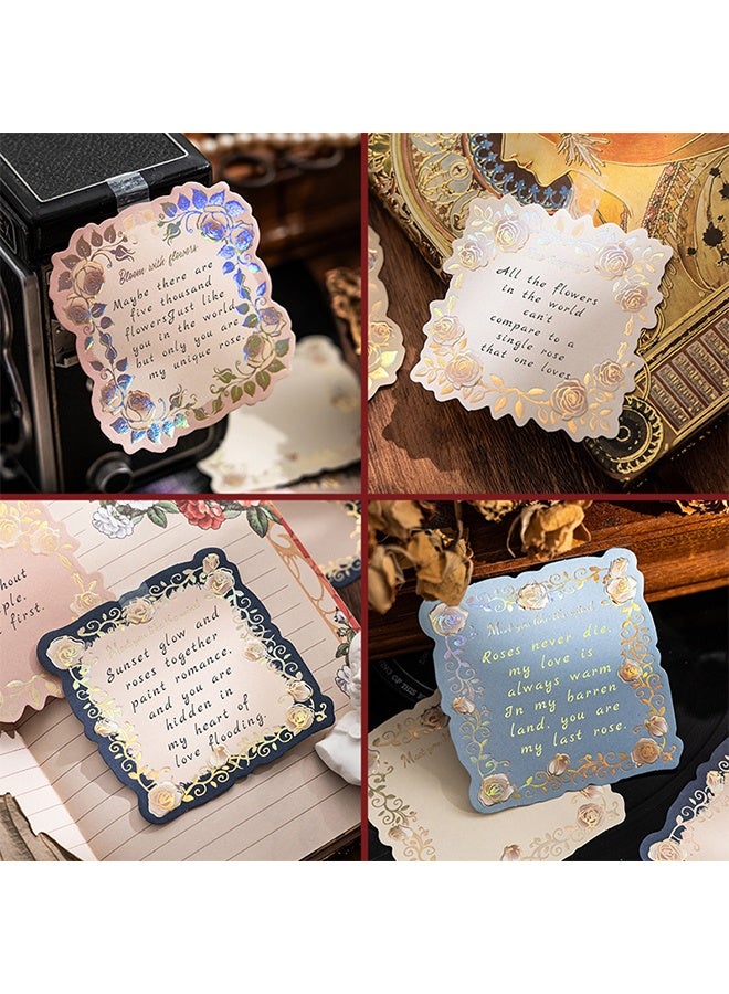Rose Island 3D Embossed Gold Foil Sticky Notes, Vintage Background Paper for Journals, 1 Pack of Romantic Notepads, Suitable as Gifts for Students and Colleagues, Cute Self-Adhesive Notes, Office and School Supplies, Unisex (45 Sheets) - Image 4