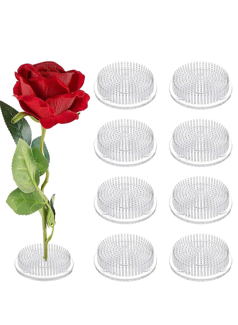 SYOSI 8 Pieces Plastic Floral Frogs Japanese Style Flower Vase Round Clear Flower Arranger Tool Pin Holder  - Image 1