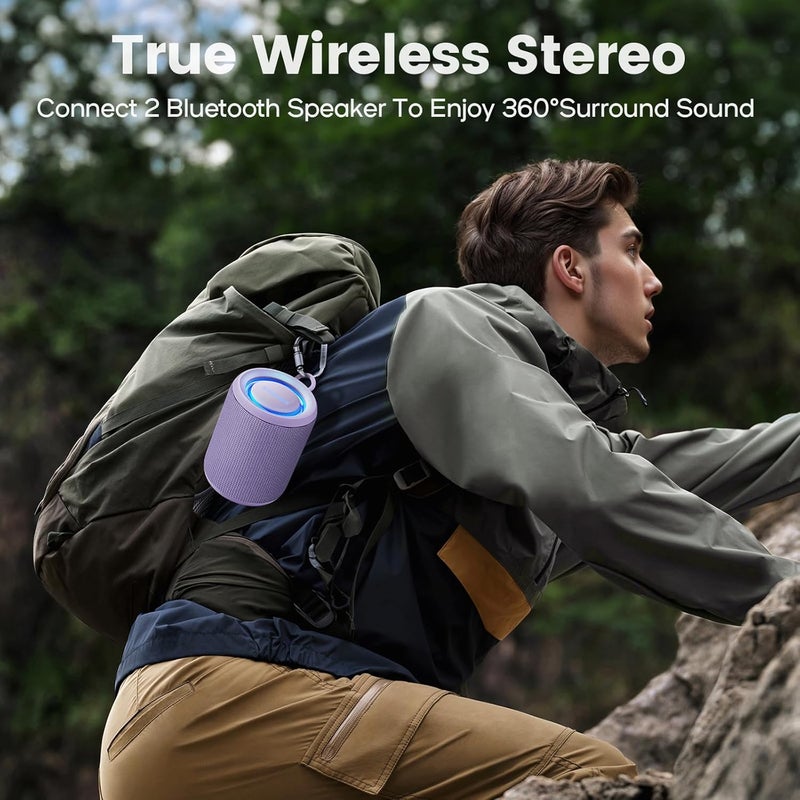 Deeyaple Bluetooth Speaker Wireless,IP67 Waterproof & Dustproof Portable Speaker with Lights,15W Loud Stereo Sound, 2500mAh Battery All Day Playtime, TWS Pairing, BT5.3, Home/Party/Outdoor/Beach (Purple) - Image 4