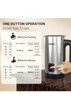 HiBREW HiBREW 4 in 1 Portable Electric 450W Silver Milk Frother Frothing Foamer Fully automatic Milk Warmer Cold/Hot Latte Cappuccino Chocolate Protein powder M3A  - Image 4