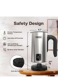HiBREW HiBREW 4 in 1 Portable Electric 450W Silver Milk Frother Frothing Foamer Fully automatic Milk Warmer Cold/Hot Latte Cappuccino Chocolate Protein powder M3A  - Image 5