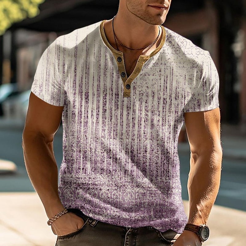 Short-Sleeved T-Shirt Men'S 2024 Summer Plus Size Fashionable Loose Color Printed Top Casual Trendy Brand Men'S Me12 - Image 1