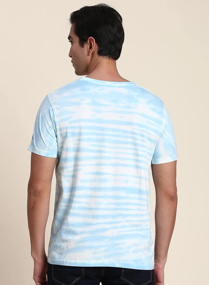 Dennis Lingo White Printed Regular Fit Crew Neck T-shirt for Men - 100% Cotton, Half Sleeves, Casual