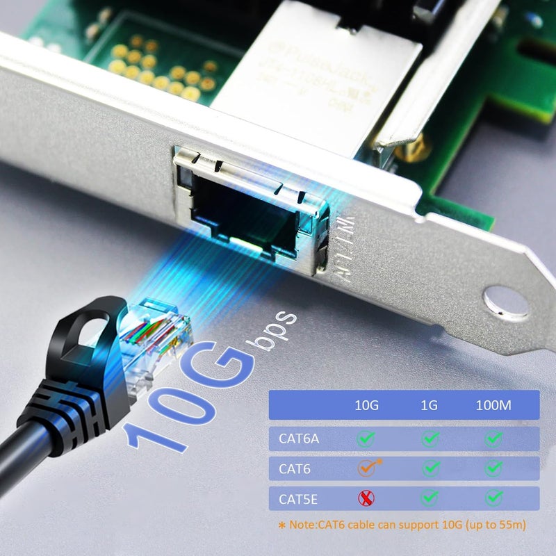 بطاقة شبكة GLOTRENDS ST7215 إيثرنت 10Gb RJ45 بمنفذ واحد مع وحدة تحكم Intel X540، واجهة PCIE 2.0 X8، تدعم نظام التشغيل Windows 11/10/Windows Server/Linux/ESX/VMware ESXi (لا تدعم نظام التشغيل Mac OS) - Image 3
