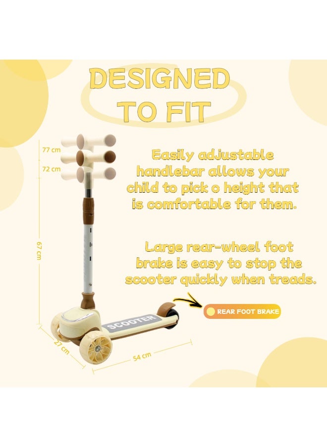 EASY FUTURE LED PU Wheels & Rear Brake & Music Kids Scooter with Foldable & Height Adjustable Handle, Kick Scooter for 3 to 8 Years, Including Protective Gear Set - Image 2