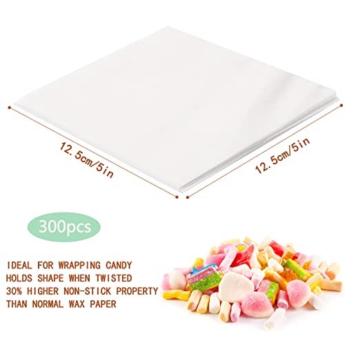 Sliverdew 300 Pcs Candy Wrappers for Caramels Non Stick Wax Paper Sheets for Food, 5x5 Inch Parchment Paper Squares Caramel Wrappers Precut Candy Wrapper Paper for Chocolate Bar, Patty, Caramel, Nougat, Cheese - Image 2