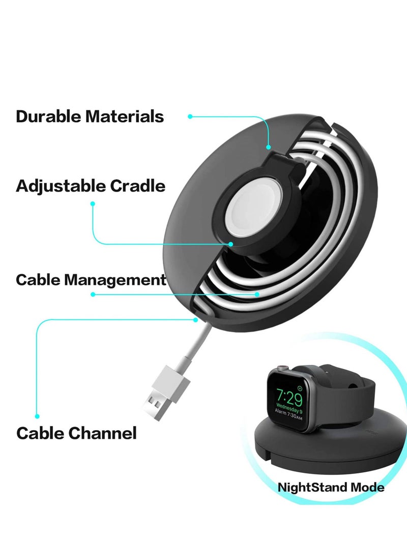 SYOSI for Apple Watch Charger Stand Charging Cable Organizer Portable Charging Station Management Dock Holder Compatible with Apple Watch Series 6/SE/5/4/3/2/1, Travel Dock Holder for iwatch - Image 2