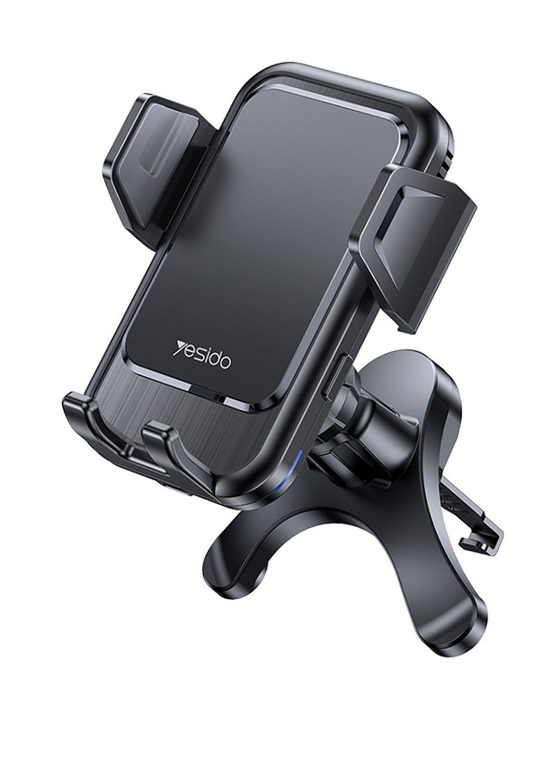 Yesido 15W Wireless Charging Air Outlet Car Mobile Holder, Auto Alignment, Yesido C312 - Black  - Image 1