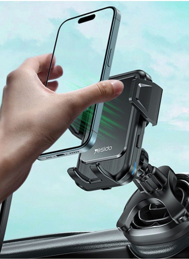 Yesido 15W Wireless Charging Air Outlet Car Mobile Holder, Auto Alignment, Yesido C312 - Black  - Image 2