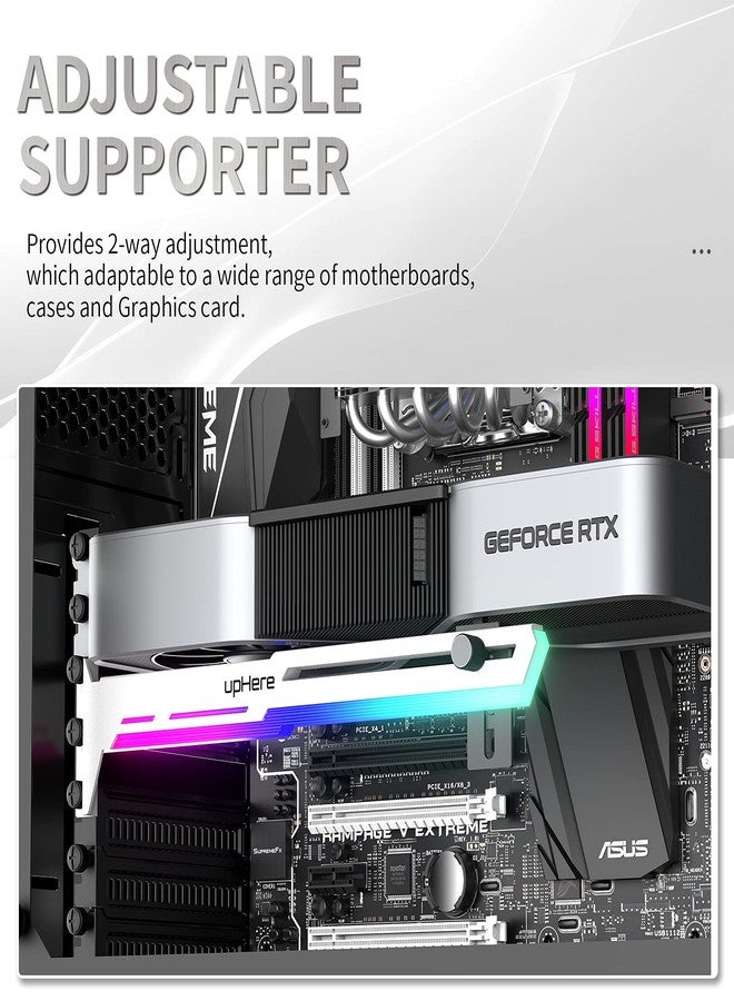 upHere 5V Addressable RGB White Graphics Card GPU Brace Support Video Card Sag Holder,Built-in 5V ARGB Strip,Adjustable Length and Height Support,G276WTARGB - Image 3