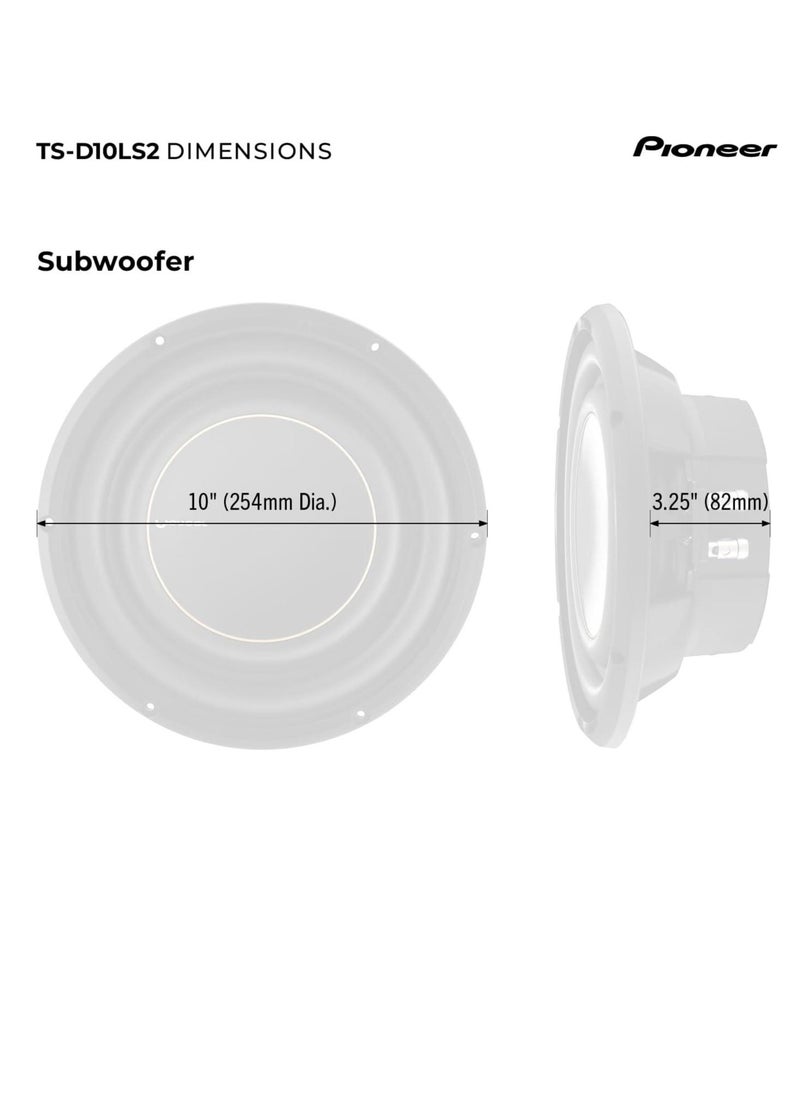 Pioneer TS-D10LS2 D Series 10" 1300 W Max Power, RMS 350  - Image 2