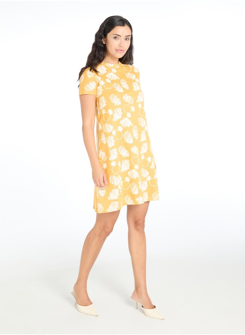 The Label Life Mustard Scribbly Mickey Dress by Disney  - Image 1