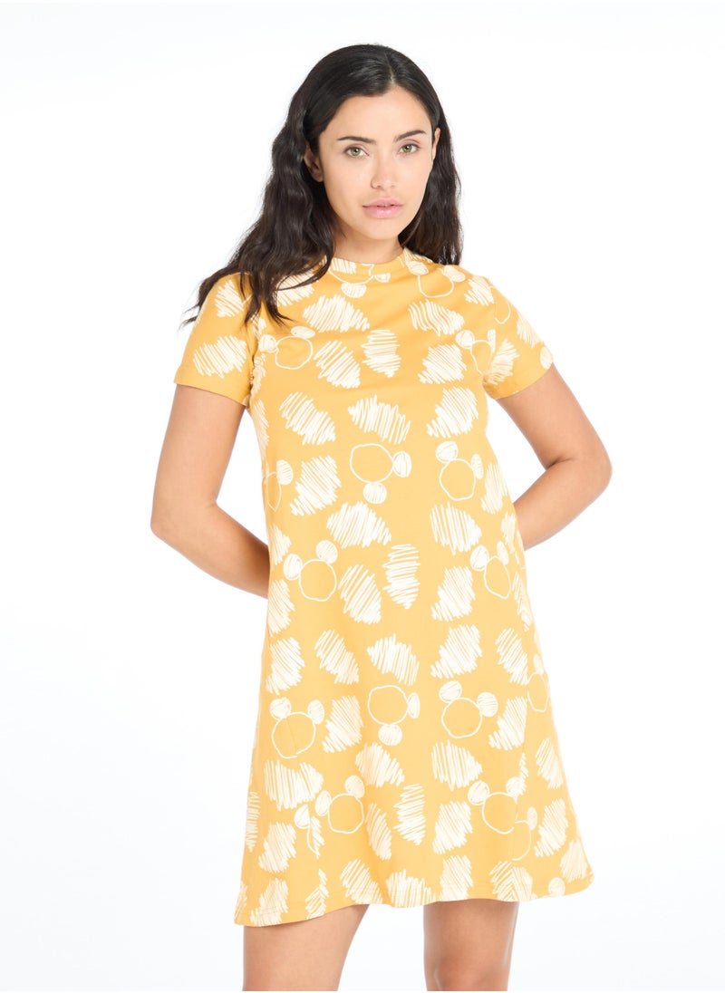 The Label Life Mustard Scribbly Mickey Dress by Disney  - Image 2