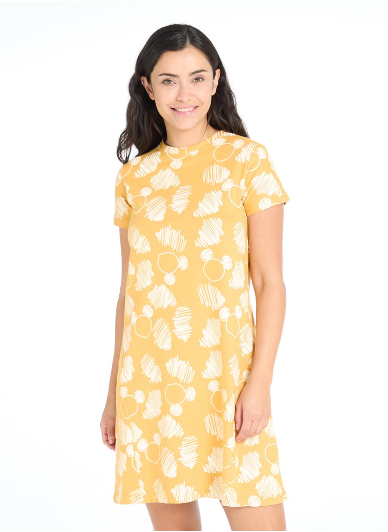 The Label Life Mustard Scribbly Mickey Dress by Disney  - Image 3