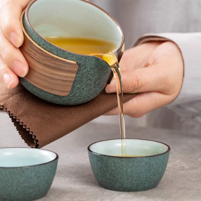 Dltsli Mini Travel Ceramic Tea Pot Set Chinese Kung Fu Teapot, 1 Pot 2 Cups Porcelain Teacup with Tea Infuser Portable Bag for Outdoor Picnic Hotel - Image 3