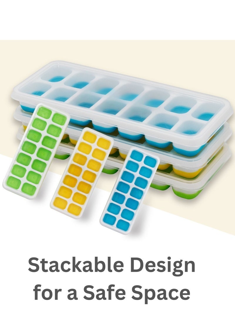 Three-Piece Silicone Ice Cube Trays with Lids 🧊 Easy Release, Stackable & BPA-Free - Image 2