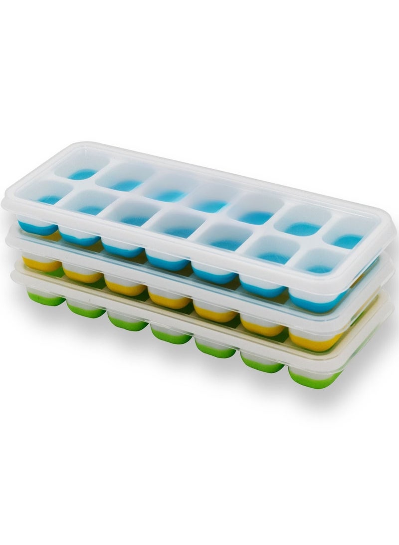 Three-Piece Silicone Ice Cube Trays with Lids 🧊 Easy Release, Stackable & BPA-Free - Image 1