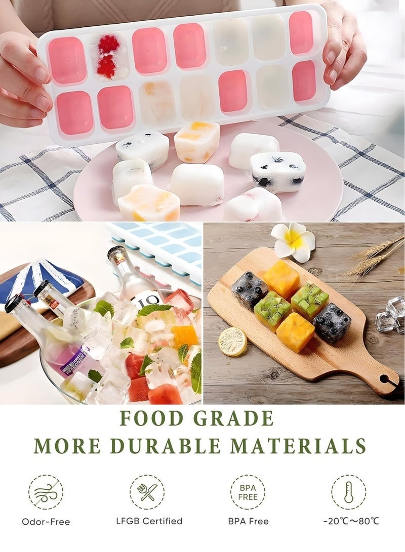 Three-Piece Silicone Ice Cube Trays with Lids 🧊 Easy Release, Stackable & BPA-Free - Image 3