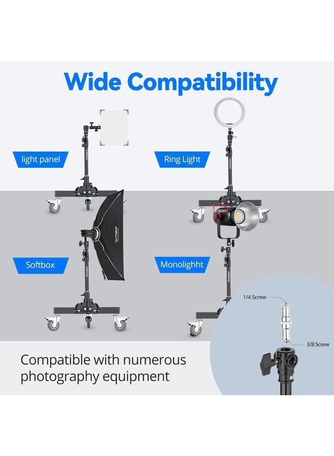 AMBITFUL 61-81cm/21-31.9" Profession Removable Very Sturdy Folding Floor Light Stand and Wheels for Studio Flash LED Light - Image 2