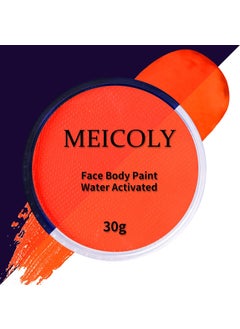 MEICOLY MEICOLY Neon Orange Face Paint,Water Activated Face Paint,Glow in The Dark Full Body Paint,Washable Non-toxic Fluorescent Single Color Body Paint,1.05oz,Neon Orange/UV Orange 
