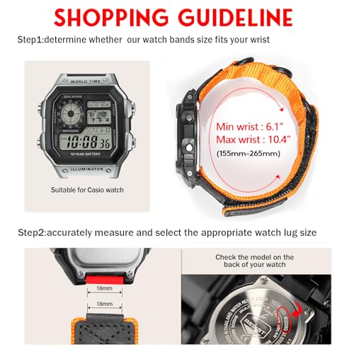 HEMSUT 18mm Tactical Nylon Strap for Casio Watches | Quick Release Military Style Shock-Resistant Band | Compatible with AE-1200, DW-H5600, F-91W, A168W & More - Image 4