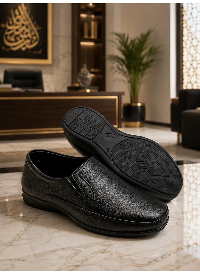 Men’s Slip-On Dress Shoes, Leather-Look Formal Business Shoes with Soft Lining, Durable Non-Slip Sole, Comfortable Black Office Walking Shoes for Men - Image 2