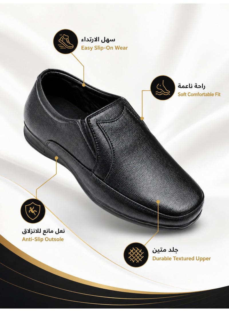 Men’s Slip-On Dress Shoes, Leather-Look Formal Business Shoes with Soft Lining, Durable Non-Slip Sole, Comfortable Black Office Walking Shoes for Men - Image 3