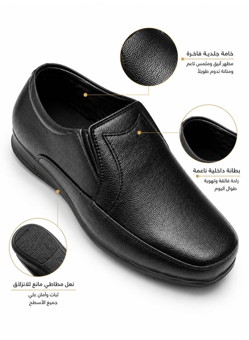 Men’s Slip-On Dress Shoes, Leather-Look Formal Business Shoes with Soft Lining, Durable Non-Slip Sole, Comfortable Black Office Walking Shoes for Men - Image 5