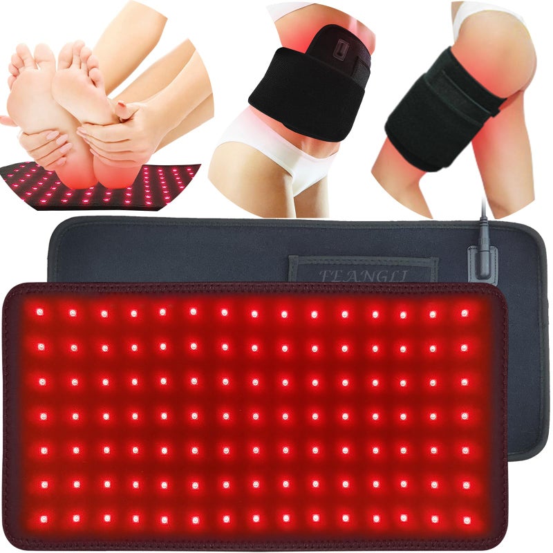 feangli Red Light Therapy Infrared Light Therapy Pad Wearable Wrap Heating Pad for Body Pain Relief Back Waist Shoulder Knee Feet Faster Body Energy Recovery with Timer 
