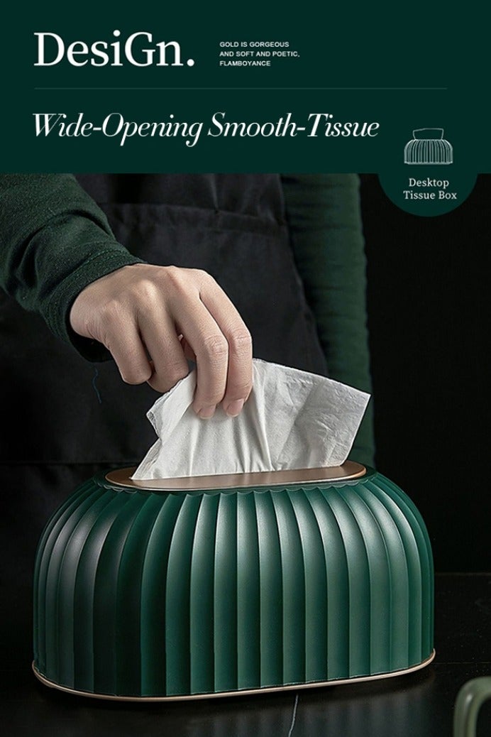 Sunnaltree Lift Tissue Box, Facial Tissue Case Dispenser, Rectangular Tissue Holder,Automatic Lift Paper Box, Bathroom Light Luxury Tissue Storage Box for Home Office Car Decoration(Green) - Image 3