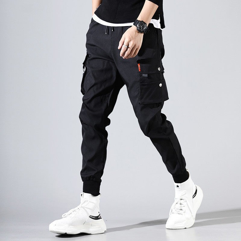 Cross-border Trade Work Pants Mens Summer Thin All-match Leg Pants Loose Multi-pocket plus size Cropped Casual Pants Gray - Image 2