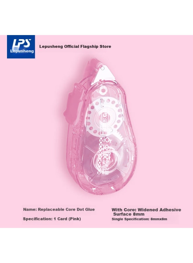 LPS Dot Glue Tape For Student Correction Tape With Replaceable Core Double-sided Adhesive Strong Fixation High Viscosity Dot Glue Tape For Journaling 218 Pink - Image 1