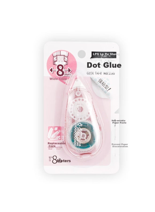 LPS Dot Glue Tape For Student Correction Tape With Replaceable Core Double-sided Adhesive Strong Fixation High Viscosity Dot Glue Tape For Journaling 218 Pink - Image 3