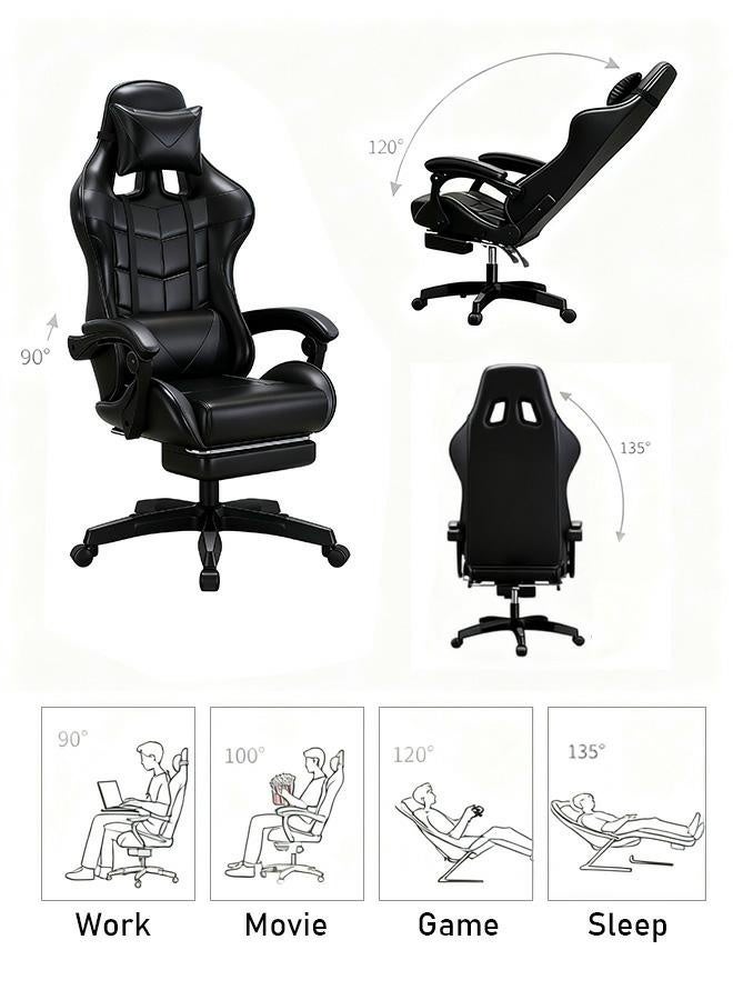 rayze Ergonomic gaming/computer chair, height adjustable, PU leather, high backrest, lumbar support, comfortable armrests, 360° swivel, suitable for office or gaming (black). - Image 2