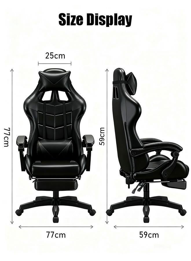 rayze Ergonomic gaming/computer chair, height adjustable, PU leather, high backrest, lumbar support, comfortable armrests, 360° swivel, suitable for office or gaming (black). - Image 3