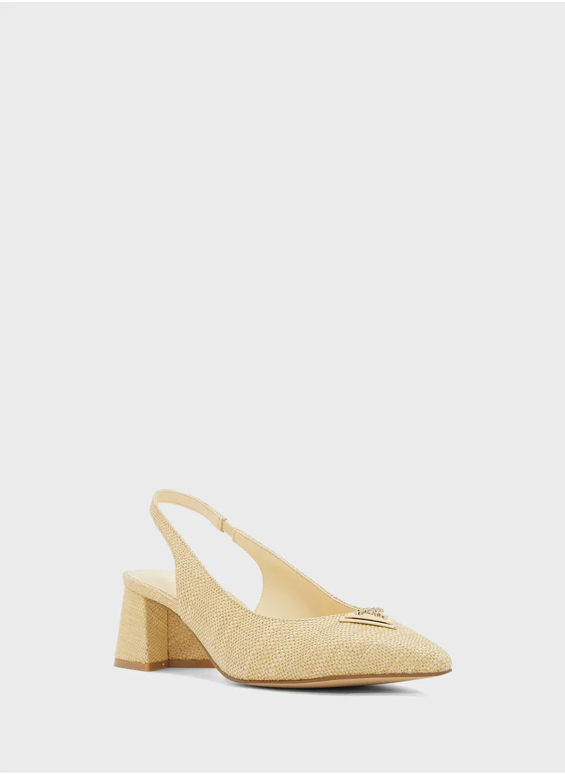 جس Ankle Strap Pointed Toe Mid Heel  Pumps