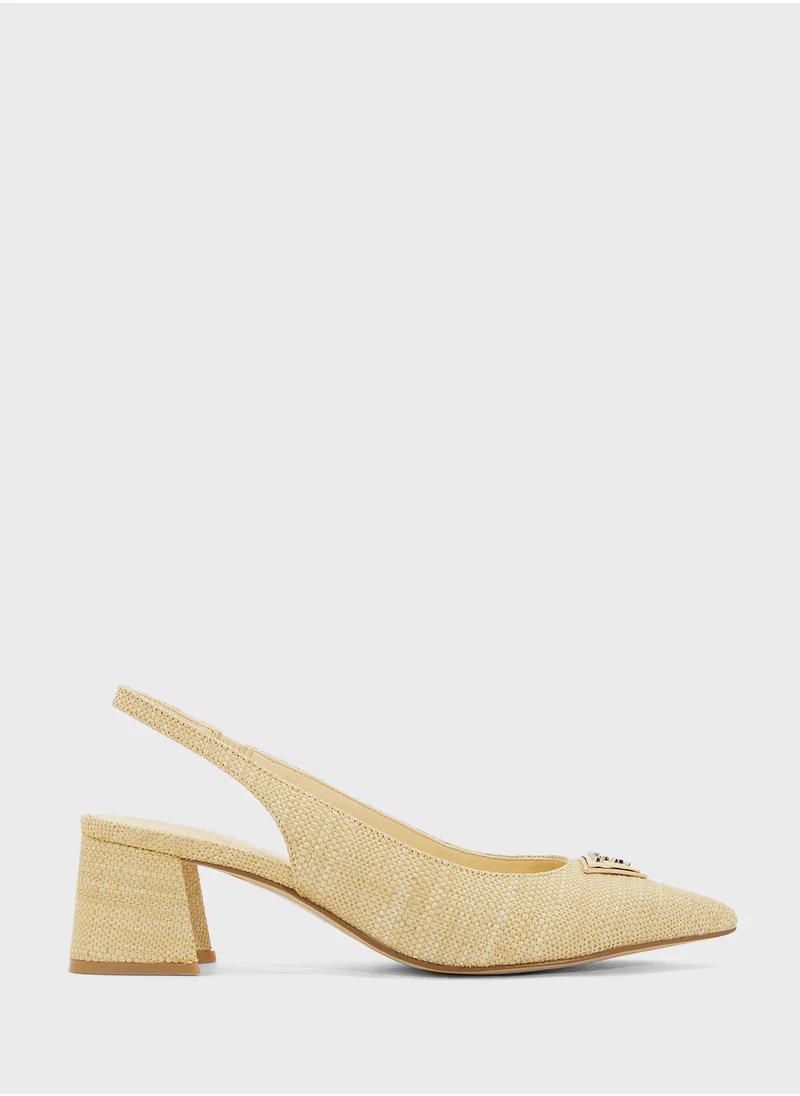 جس Ankle Strap Pointed Toe Mid Heel  Pumps