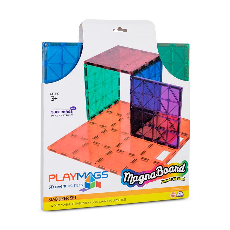 Playmags Super Durable Building Stabilizer Set, Great Add On to All Magnet Tiles Sets Works with All Leading Brands 1-12"x12" & 4-6"x6" (Colors May Vary) - Image 3