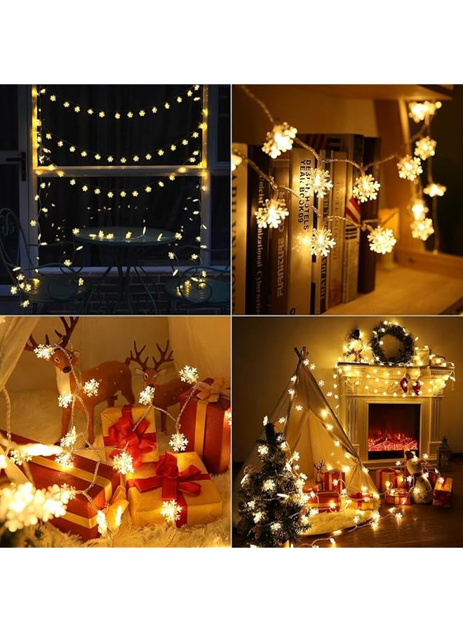 إيروريكس سلسلة أضواء ندفة الثلج 6 متر 40 ليد مع وضعين للإضاءة أضواء زينة الشجرة سلسلة أضواء شجرة عيد الميلاد معلقة للزينة لقضاء عطلة عيد الميلاد أبيض دافئ - Image 3