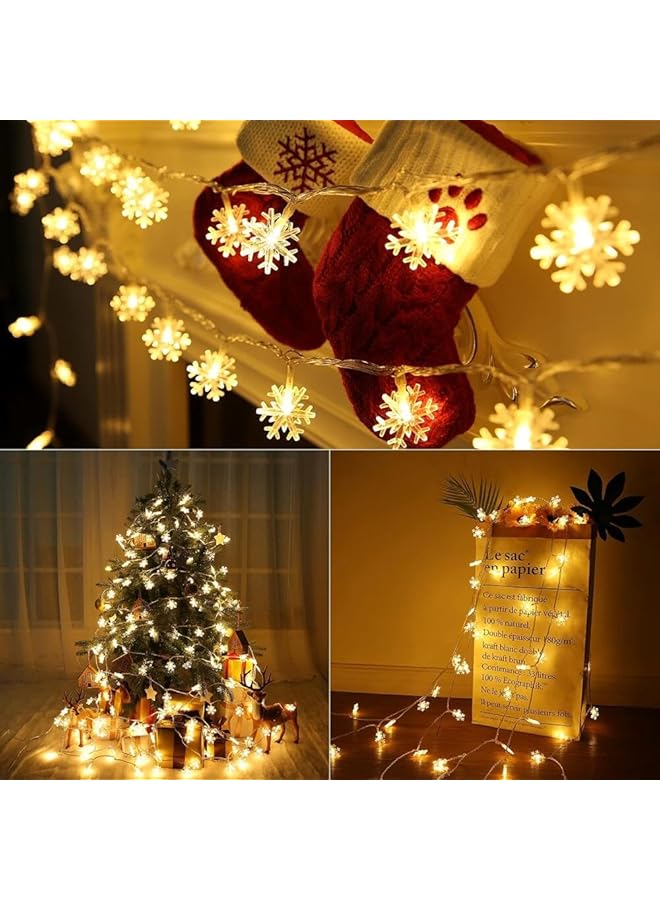 إيروريكس سلسلة أضواء ندفة الثلج 6 متر 40 ليد مع وضعين للإضاءة أضواء زينة الشجرة سلسلة أضواء شجرة عيد الميلاد معلقة للزينة لقضاء عطلة عيد الميلاد أبيض دافئ - Image 4