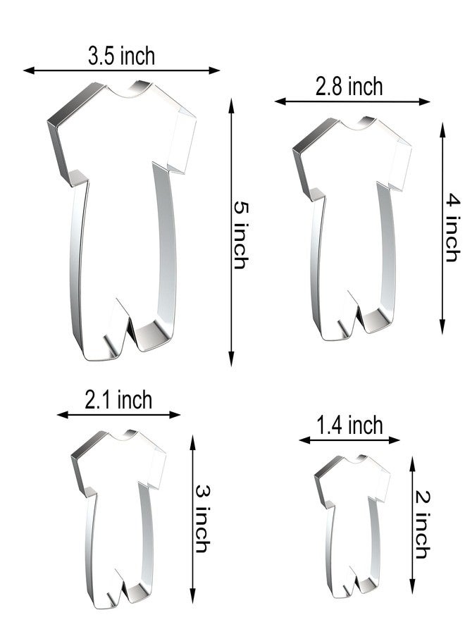 QAAQS Romper Cookie Cutter Set - 5 inch, 4 inch, 3 inch, 2 inch - 4 Piece Baby Romper Onesie Cookie Cutters Shapes Molds - Stainless Steel - Image 2