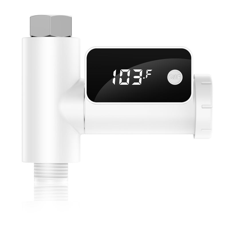 Sprinkler Faucets LED Water Temperature Indicator Water Temperature Meter Household Bathroom Water Temperature Meter 360 Degree Rotating Display ℉/℃ Unit Switching Baby Shower Water Temperature Meter - Image 1