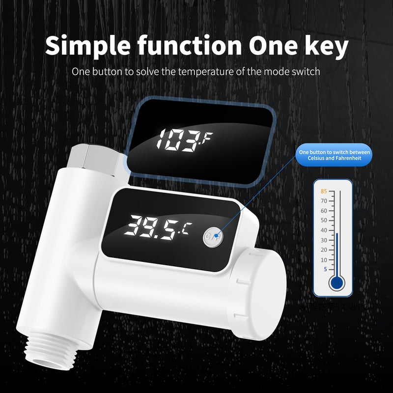 Sprinkler Faucets LED Water Temperature Indicator Water Temperature Meter Household Bathroom Water Temperature Meter 360 Degree Rotating Display ℉/℃ Unit Switching Baby Shower Water Temperature Meter - Image 5