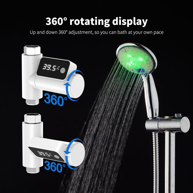 Sprinkler Faucets LED Water Temperature Indicator Water Temperature Meter Household Bathroom Water Temperature Meter 360 Degree Rotating Display ℉/℃ Unit Switching Baby Shower Water Temperature Meter - Image 3