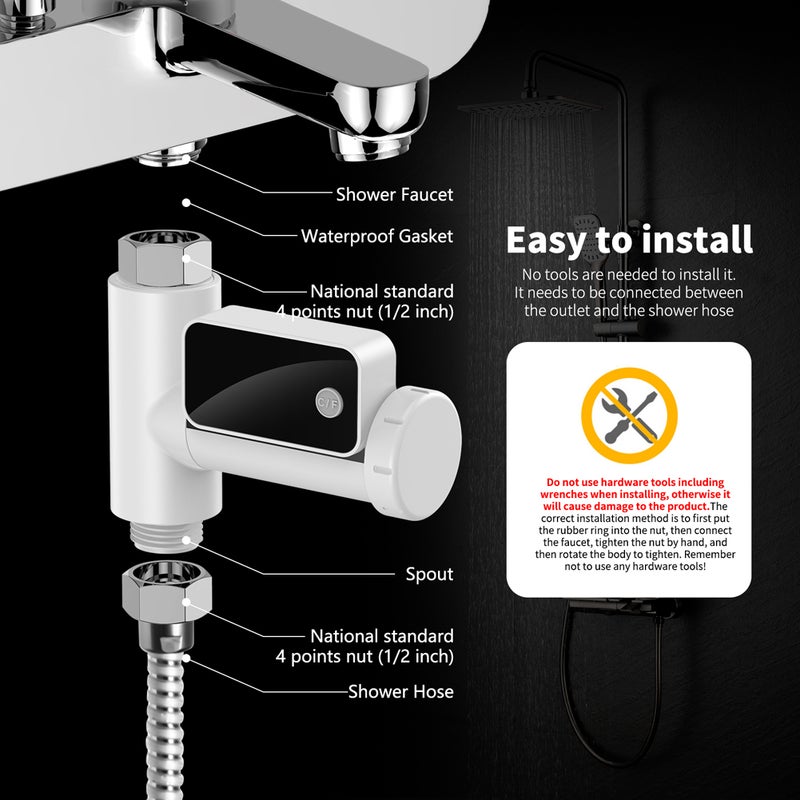 Sprinkler Faucets LED Water Temperature Indicator Water Temperature Meter Household Bathroom Water Temperature Meter 360 Degree Rotating Display ℉/℃ Unit Switching Baby Shower Water Temperature Meter - Image 4