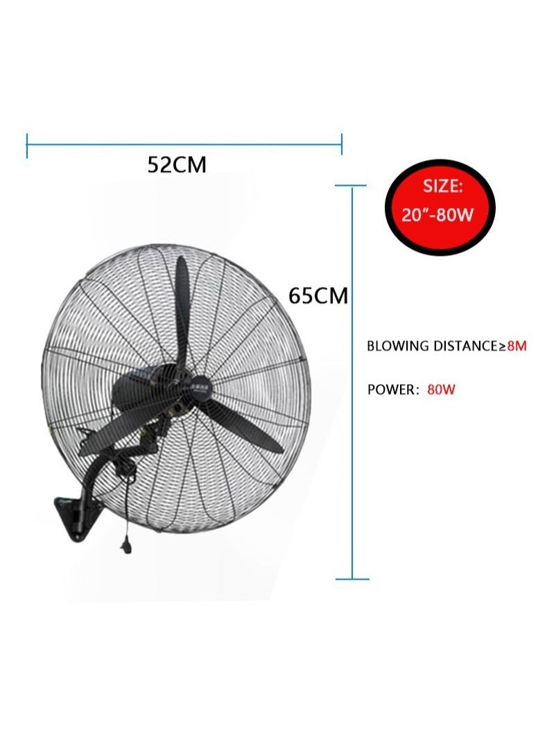 SUNRISE - Industrial Fan Wall Fan High Velocity Metal Wall Mounted Fan 20inch 80W Heavy Duty Industrial Use 3 Speed With Aluminum High Speed Blades Oscillating For Warehouse Open-Air Restaurant - Image 1