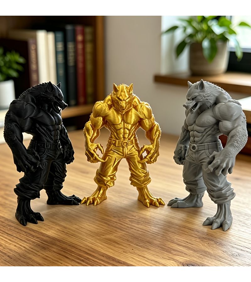 1 Pc Yao Gray Werewolf High Detail Collectible Figurine Muscular Werewolf Art Sculpture Fantasy Trendy Ornament For Living Room Entrance Display Cabinet Studio Entertainment Space - Image 1