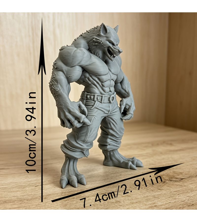 1 Pc Yao Gray Werewolf High Detail Collectible Figurine Muscular Werewolf Art Sculpture Fantasy Trendy Ornament For Living Room Entrance Display Cabinet Studio Entertainment Space - Image 3